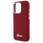 Guess GUHCP16LSMBSLM Magenta Hardcase Silicone Script Metal Logo Kryt iPhone 16 Pro