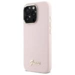 Guess GUHCP16LSMBSLP Pink Hardcase Silicone Script Metal Logo & Frame Kryt iPhone 16 Pro