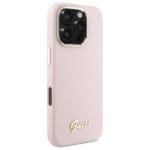 Guess GUHCP16LSMBSLP Pink Hardcase Silicone Script Metal Logo & Frame Kryt iPhone 16 Pro