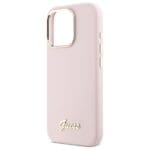 Guess GUHCP16LSMBSLP Pink Hardcase Silicone Script Metal Logo & Frame Kryt iPhone 16 Pro