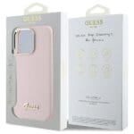 Guess GUHCP16LSMBSLP Pink Hardcase Silicone Script Metal Logo & Frame Kryt iPhone 16 Pro