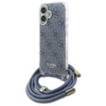 Guess GUHCP16SHC4SEB Blue Hardcase Crossbody Cord 4G Print Kryt iPhone 16