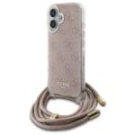 Guess GUHCP16SHC4SEP Pink Hardcase Crossbody Cord 4G Print Kryt iPhone 16