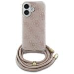 Guess GUHCP16SHC4SEP Pink Hardcase Crossbody Cord 4G Print Kryt iPhone 16