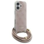 Guess GUHCP16SHC4SEP Pink Hardcase Crossbody Cord 4G Print Kryt iPhone 16