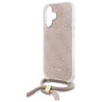 Guess GUHCP16SHC4SEP Pink Hardcase Crossbody Cord 4G Print Kryt iPhone 16