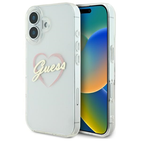 Guess GUHCP16SHCHGSPT Transparent Hardcase IML Heart Kryt iPhone 16