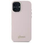 Guess GUHCP16SSMBSLP Pink Hardcase Silicone Script Metal Logo & Frame Kryt iPhone 16