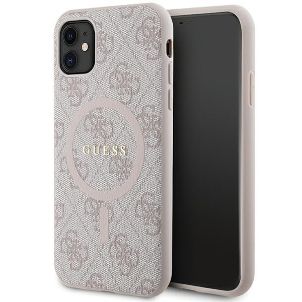 Guess GUHMN61G4GFRP Pink Hardcase 4G Collection Leather Metal Logo MagSafe Kryt iPhone 11/XR