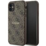 Guess GUHMN61G4GFRW Brown Hardcase 4G Collection Leather Metal Logo MagSafe Kryt iPhone 11/XR