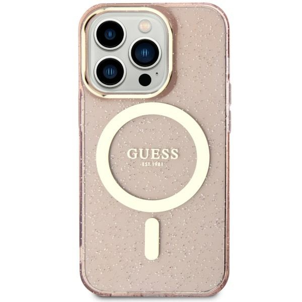 Guess GUHMN61HCMCGP Pink Hardcase Glitter Gold MagSafe Kryt iPhone 11/XR