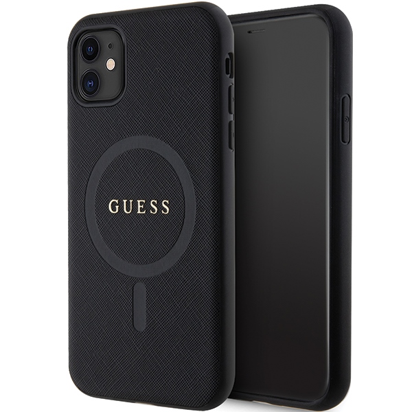 Guess GUHMN61PSAHMCK Black Hardcase Saffiano MagSafe Kryt iPhone 11/XR