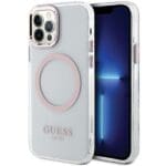 Guess GUHMP12MHTRMP Pink Hardcase Metal Outline MagSafe Kryt iPhone 12/12 Pro