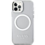 Guess GUHMP12MHTRMS Silver Hardcase Metal Outline MagSafe Kryt iPhone 12/12 Pro