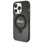 Guess GUHMP13LHRSGSK Black Hardcase Ring Stand Script Glitter MagSafe Kryt iPhone 13/13 Pro