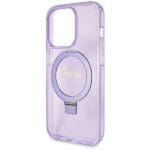 Guess GUHMP13LHRSGSU Purple Hardcase Ring Stand Script Glitter MagS Kryt iPhone 13/13 Pro