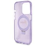 Guess GUHMP13LHRSGSU Purple Hardcase Ring Stand Script Glitter MagS Kryt iPhone 13/13 Pro