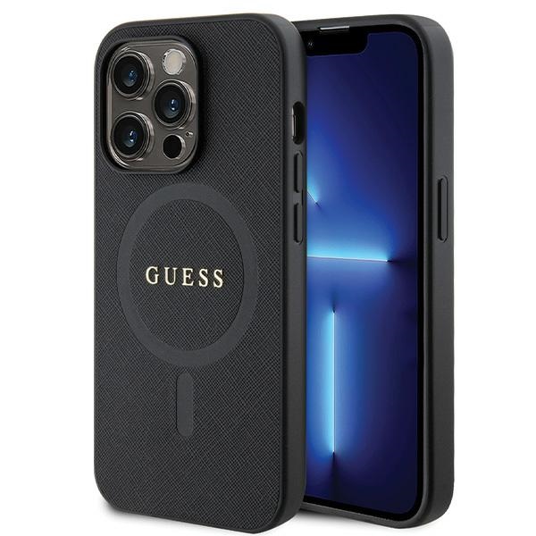 Guess GUHMP14LPSAHMCK Black Hardcase Saffiano MagSafe Kryt iPhone 14 Pro