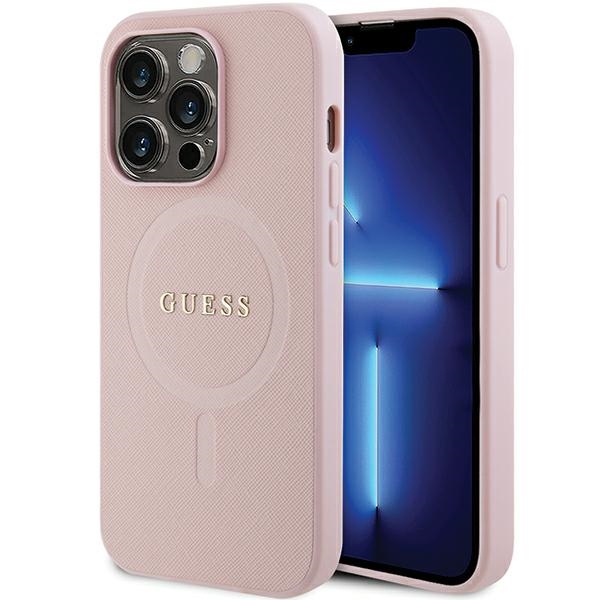 Guess GUHMP14LPSAHMCP Pink Hardcase Saffiano MagSafe Kryt iPhone 14 Pro
