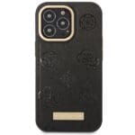 Guess GUHMP14LSAPSTK Black Hardcase Peony Logo Plate MagSafe Kryt iPhone 14 Pro
