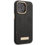 Guess GUHMP14LSAPSTK Black Hardcase Peony Logo Plate MagSafe Kryt iPhone 14 Pro