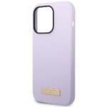 Guess GUHMP14LSBPLU Purple Hardcase Silicone Logo Plate MagSafe Kryt iPhone 14 Pro