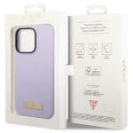 Guess GUHMP14LSBPLU Purple Hardcase Silicone Logo Plate MagSafe Kryt iPhone 14 Pro