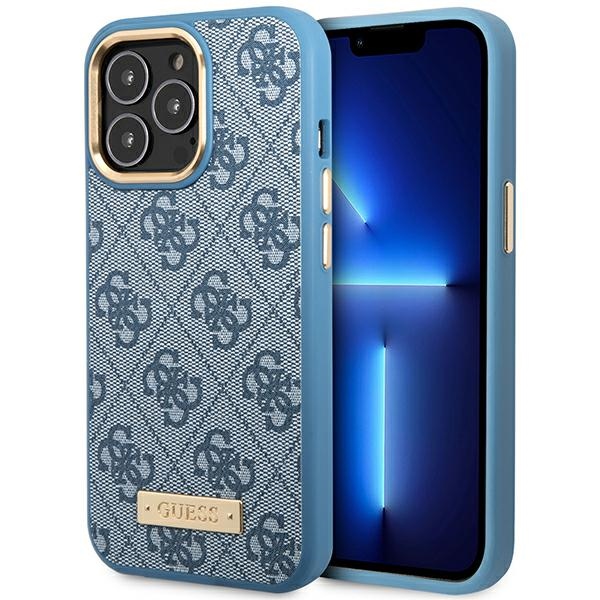 Guess GUHMP14LU4GPRB Blue Hardcase 4G Logo Plate MagSafe Kryt iPhone 14 Pro