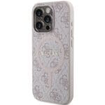 Guess GUHMP14XG4GFRP Pink Hardcase 4G Collection Leather Metal Logo Mag Kryt iPhone 14 Pro Max
