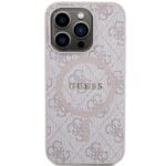 Guess GUHMP14XG4GFRP Pink Hardcase 4G Collection Leather Metal Logo Mag Kryt iPhone 14 Pro Max