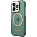Guess GUHMP14XHTCMA Khaki Hardcase Gold Outline Translucent MagSafe Kryt iPhone 14 Pro Max