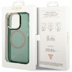 Guess GUHMP14XHTCMA Khaki Hardcase Gold Outline Translucent MagSafe Kryt iPhone 14 Pro Max