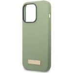 Guess GUHMP14XSBPLA Khaki Hardcase Silicone Logo Plate MagSafe Kryt iPhone 14 Pro Max