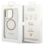 Guess GUHMP15LHTRMD Gold Hardcase Metal Outline MagSafe Kryt iPhone 15 Pro