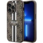 Guess GUHMP15LP4RPSW Brown Hardcase 4G Printed Stripes MagSafe Kryt iPhone 15 Pro