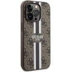 Guess GUHMP15LP4RPSW Brown Hardcase 4G Printed Stripes MagSafe Kryt iPhone 15 Pro