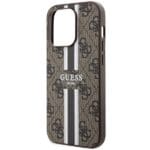 Guess GUHMP15LP4RPSW Brown Hardcase 4G Printed Stripes MagSafe Kryt iPhone 15 Pro