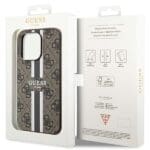 Guess GUHMP15LP4RPSW Brown Hardcase 4G Printed Stripes MagSafe Kryt iPhone 15 Pro