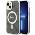 Guess GUHMP15MH4STW Brown Hardcase IML 4G MagSafe Kryt iPhone 14 Plus/15 Plus