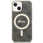 Guess GUHMP15MH4STW Brown Hardcase IML 4G MagSafe Kryt iPhone 14 Plus/15 Plus