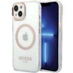 Guess GUHMP15MHTRMD Gold Hardcase Metal Outline MagSafe Kryt iPhone 14 Plus/15 Plus
