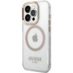 Guess GUHMP15SHTRMD Gold Hardcase Metal Outline MagSafe Kryt iPhone 13/14/15