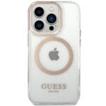 Guess GUHMP15SHTRMD Gold Hardcase Metal Outline MagSafe Kryt iPhone 13/14/15