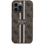 Guess GUHMP15XP4RPSW Brown Hardcase 4G Printed Stripes MagSafe Kryt iPhone 15 Pro Max