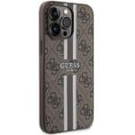 Guess GUHMP15XP4RPSW Brown Hardcase 4G Printed Stripes MagSafe Kryt iPhone 15 Pro Max