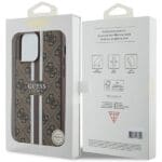 Guess GUHMP15XP4RPSW Brown Hardcase 4G Printed Stripes MagSafe Kryt iPhone 15 Pro Max