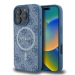Guess GUHMP16LG4GFRB Blue Hardcase 4G Ring Classic Logo MagSafe Kryt iPhone 16 Pro