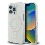 Guess GUHMP16LH4DTEH White Hardcase IML 4G Background MagSafe Kryt iPhone 16 Pro