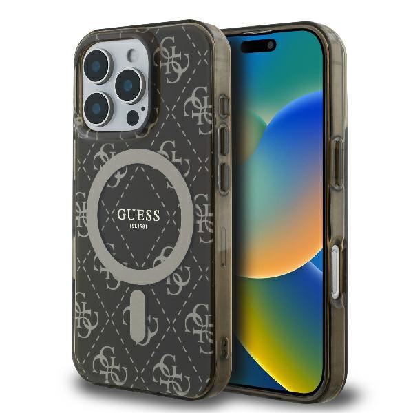 Guess GUHMP16LH4DTEW Brown Hardcase IML 4G Background MagSafe Kryt iPhone 16 Pro