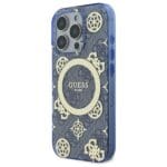 Guess GUHMP16LH4PYEEB Blue Hardcase IML Peony On 4G Background MagSafe Kryt iPhone 16 Pro